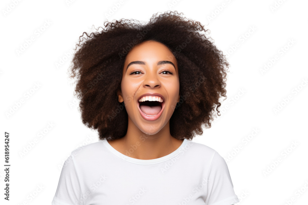 Happy person in front of a white background ai generated Happy person in front of a white background ai generated