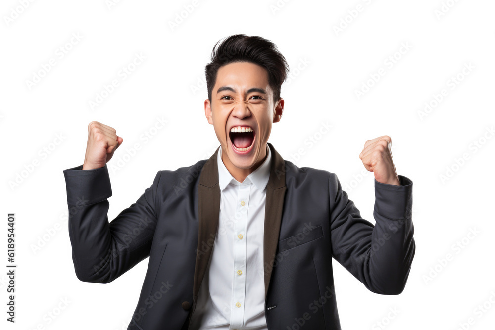 Happy Person in front of a white background ai generated Happy Person in front of a white background ai generated