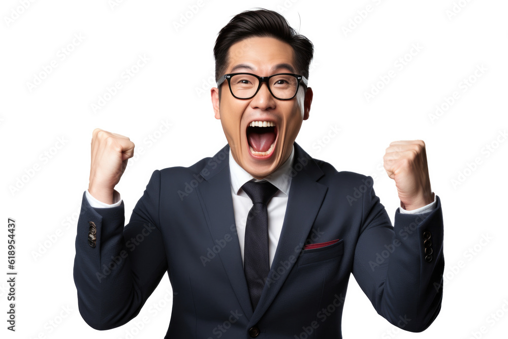 Happy Person in front of a white background ai generated Happy Person in front of a white background ai generated