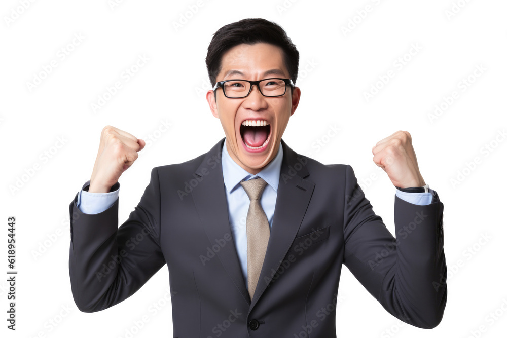 Happy Person in front of a white background ai generated Happy Person in front of a white background ai generated