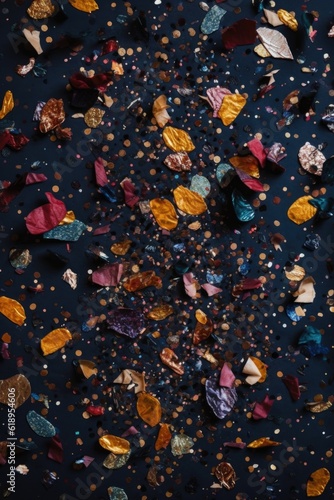 sparkling confetti scattered on a dark backdrop, created with generative ai