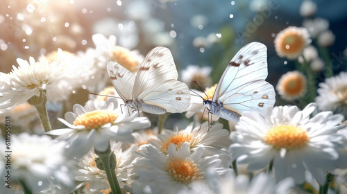 butterfly on daisy HD 8K wallpaper Stock Photographic Image © Ahmad