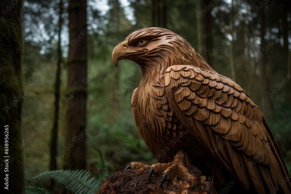 Fototapeta premium carving of majestic eagle in its natural habitat, created with generative ai