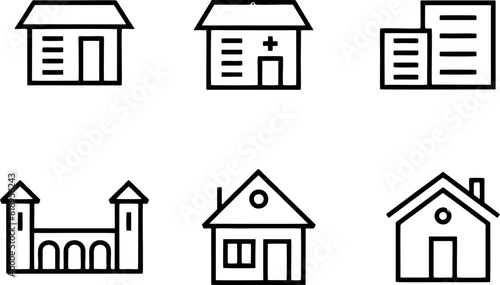 set of houses icons