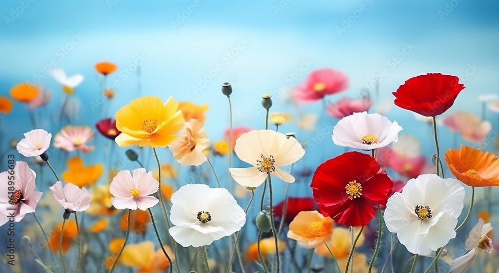 An illustration of a beautiful spring with a colorful natural flower ...