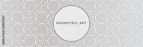 White Simple Seamless Bohemian Pattern Inspired by Japanese, Chinese, Indian, Korean Traditions - An Abstract Geometric Design in a Linear Vector Wave
