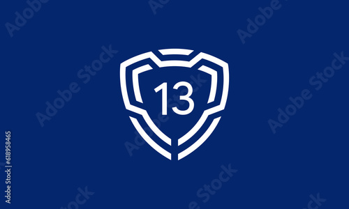Fototapeta Naklejka Na Ścianę i Meble -  Number Shield Logo Blue Tech Modern IT