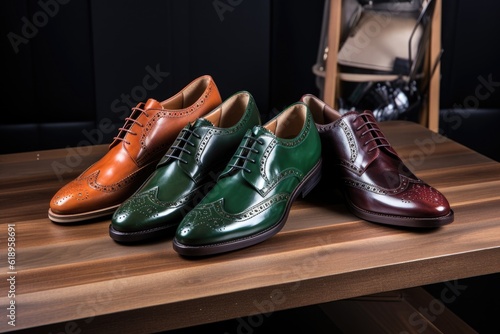 elegant shoes collection with a mix of classic and contemporary styles from different brands, created with generative ai