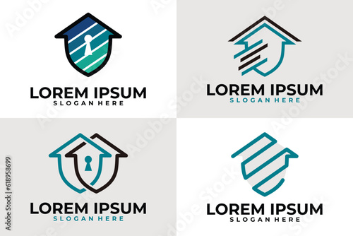 set of home secure logo vector template