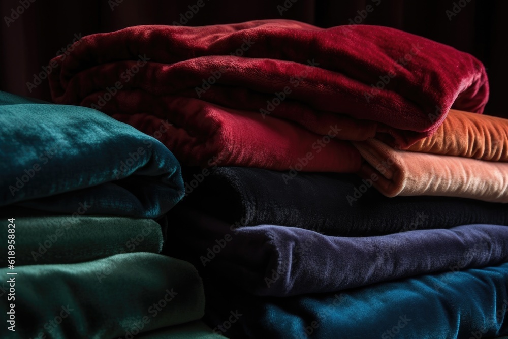 pile of plush velvet fabric, with smooth and luxurious texture, created with generative ai