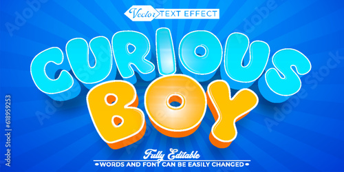 Cartoon Curious Boy Editable Text Effect Template