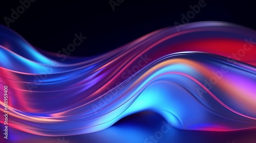 abstract fluid iridescent holographic curved wave in motion colorful  gradient design background  Generative AI