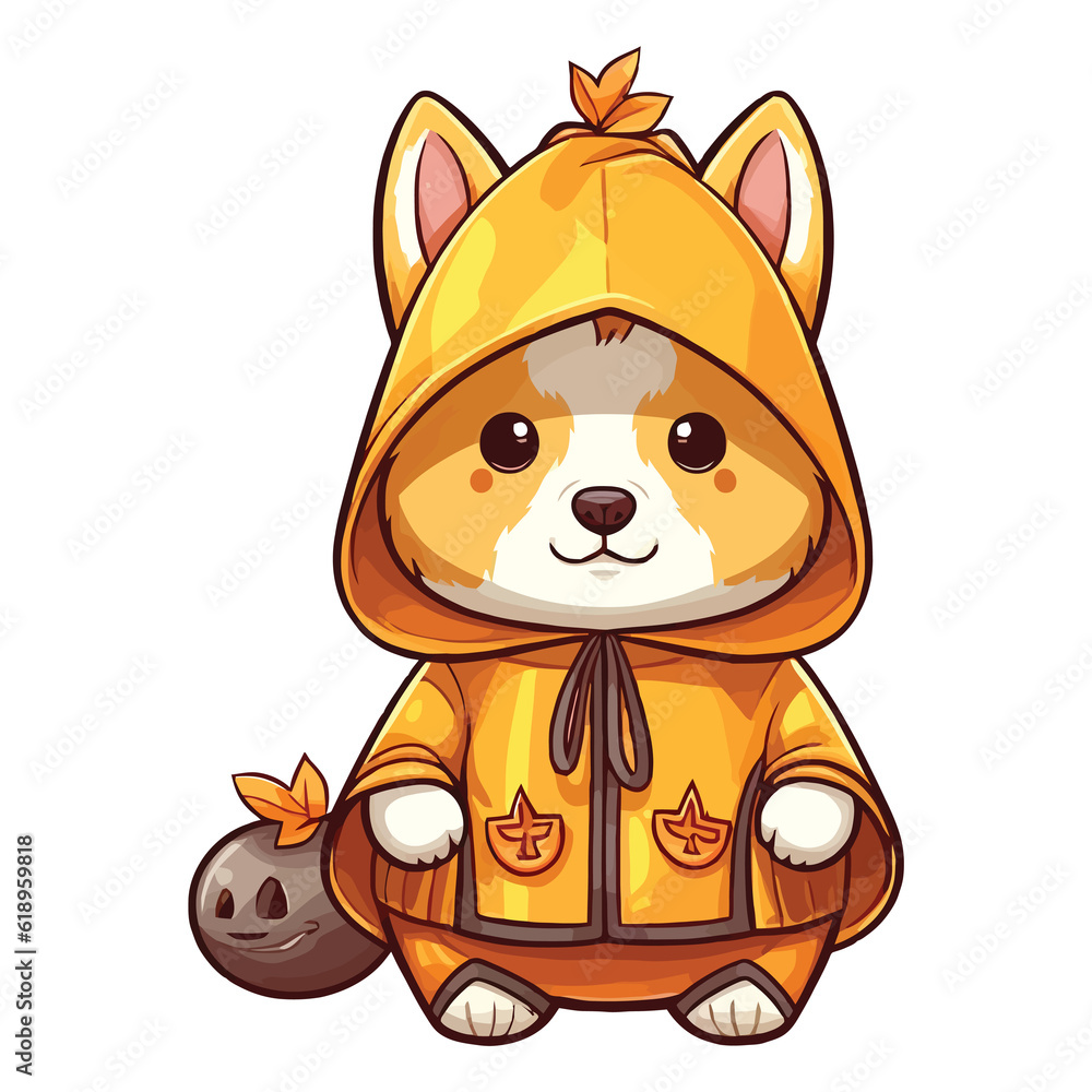 Fototapeta premium Trick or Treat with a Shiba Inu Puppy: Halloween Delight
