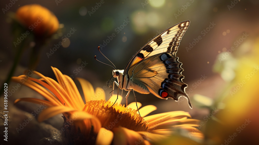 butterfly on a flower HD 8K wallpaper Stock Photographic Image Stock Photo | Adobe Stock