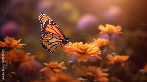 butterfly on flower HD 8K wallpaper Stock Photographic Image