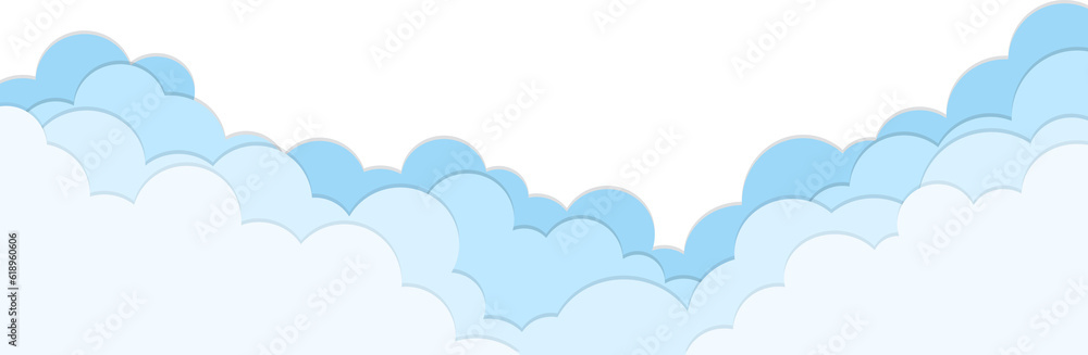 blue sky cloud paper cut border on transparent background blue sky cloud paper cut border on transparent background