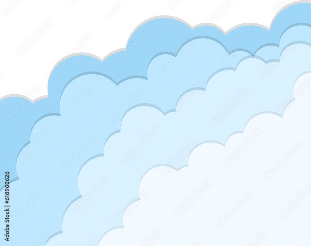 Cloud banner in paper cut style on transparent background