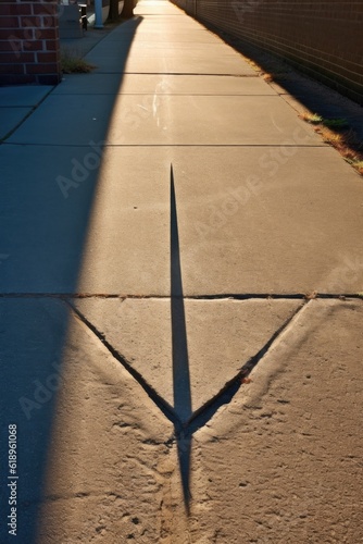 arrow-shaped shadow cast by sunlight on pavement, created with generative ai © Alfazet Chronicles