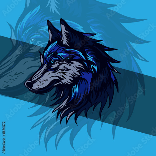 Head of a angry wolf mascot sport logo design. Wolf animal mascot head vector illustration logo. Wolf head emblem design for eSports team. Character for sport and gaming logo concept..