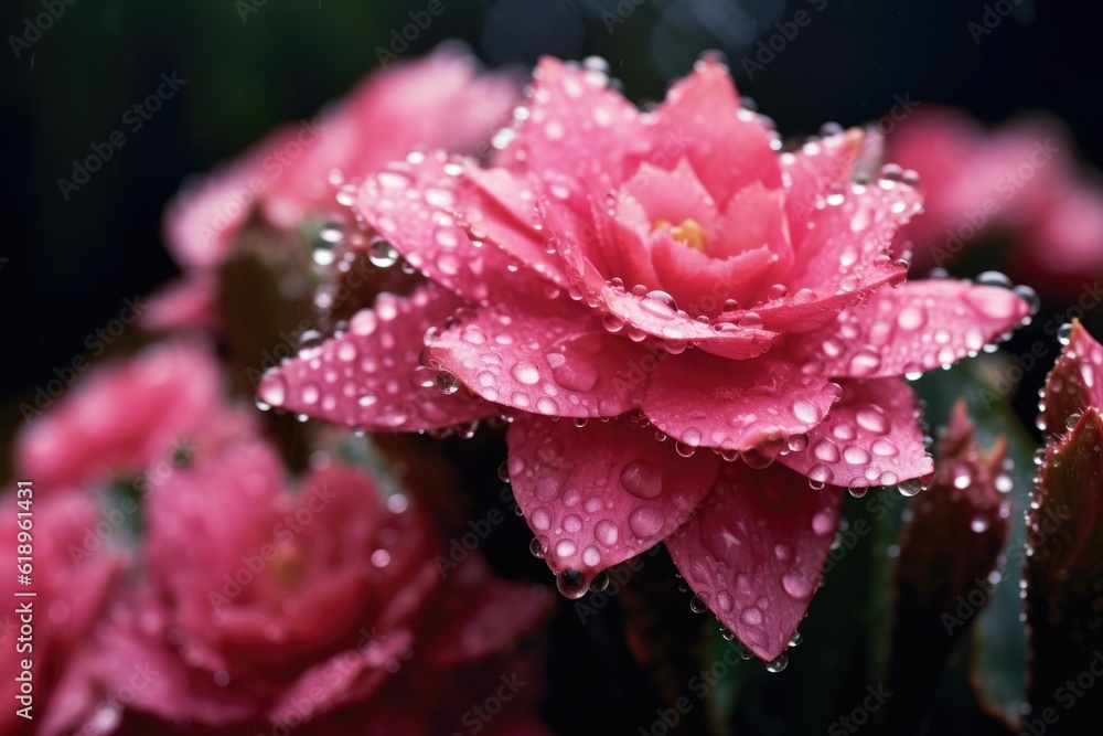 close-up of water droplets on cactus flowers after rain, created with generative ai close-up of water droplets on cactus flowers after rain, created with generative ai