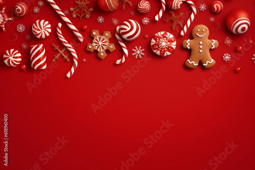 sweet man red holiday homemade food cookie decoration background gingerbread christmas ornament. Generative AI.