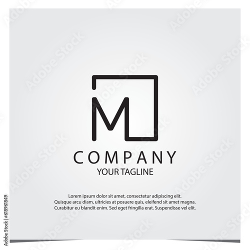 Black square m logo premium elegant template vector eps 10