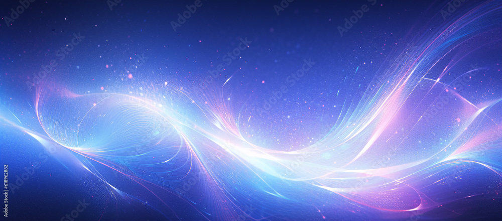 Fototapeta premium Abstract technology digital lighting futuristic glowing blue rays wave pattern background. blue abstract background