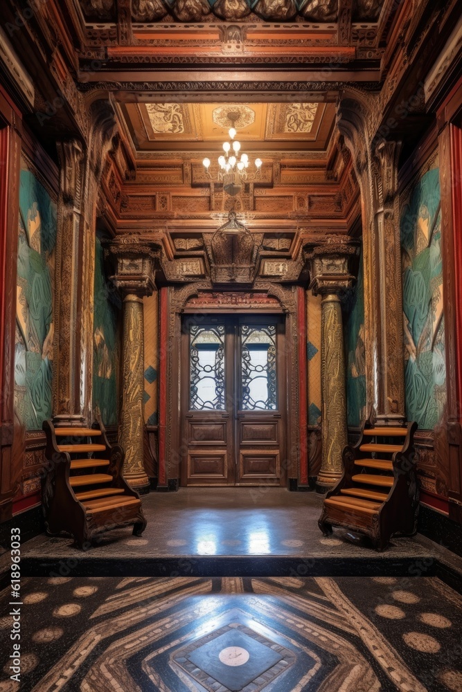 courtroom entrance with ornate doors, created with generative ai courtroom entrance with ornate doors, created with generative ai