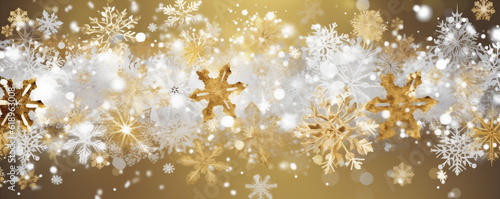 decoration snow background gold abstract snowflake winter holiday christmas year white. Generative AI.