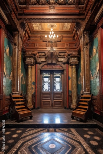 courtroom entrance with ornate doors  created with generative ai