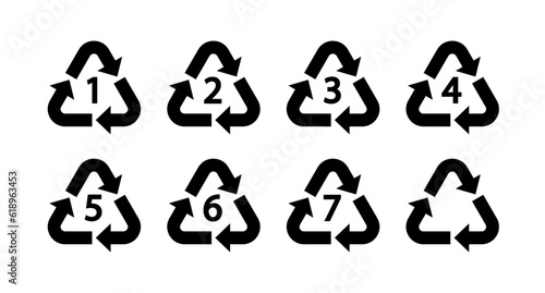 Plastics recycling symbol set