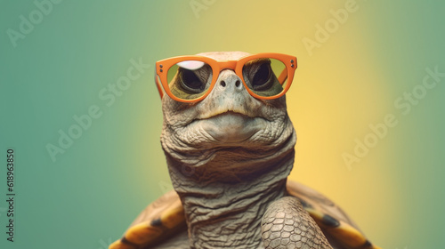 Generative AI, Cool Turtle: Stylish Shades on a Pastel Playground © icehawk33