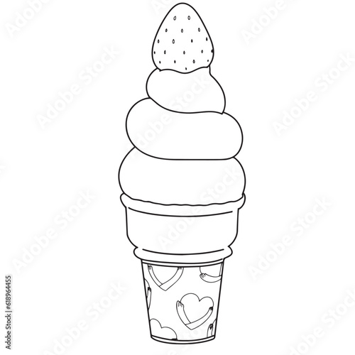 Ice Cream Soft Strawberry Vector photo