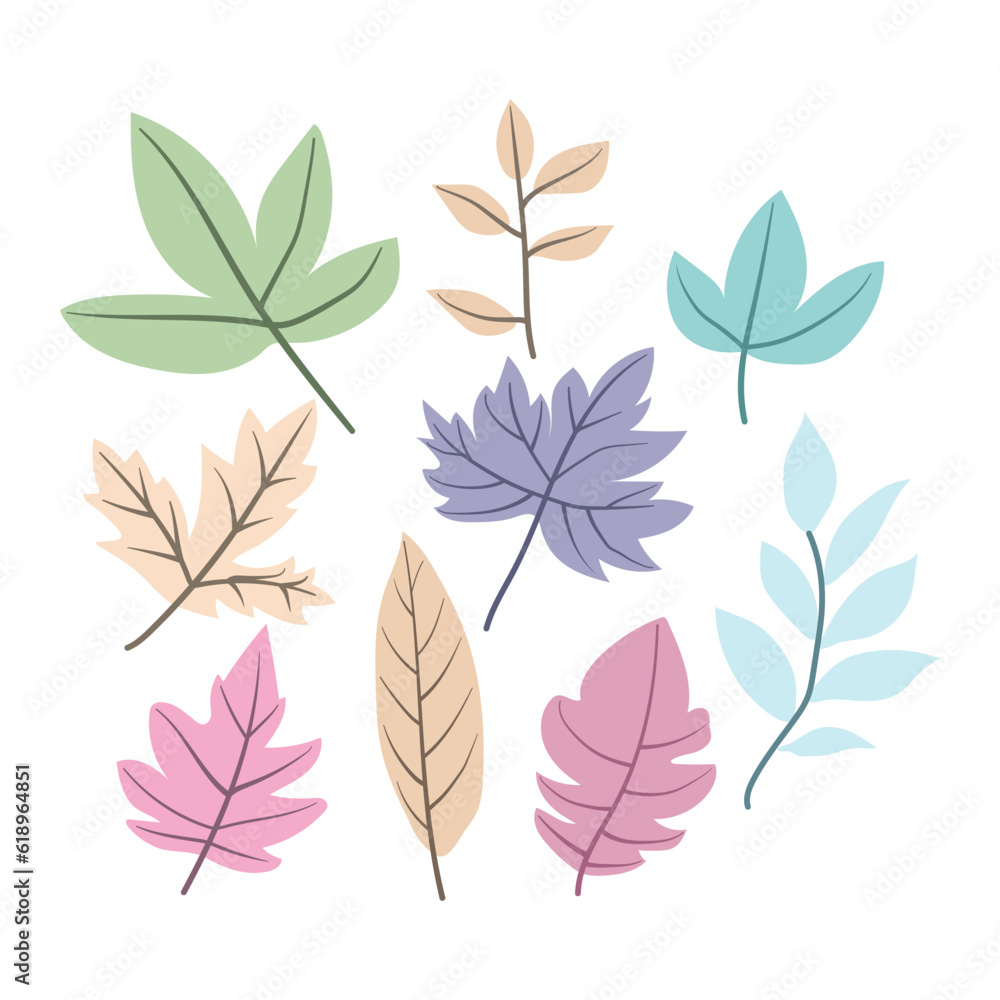 Autumn leaf isolated on white background simple cartoon flat style vector illustration
