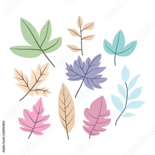 Autumn leaf isolated on white background simple cartoon flat style vector illustration 