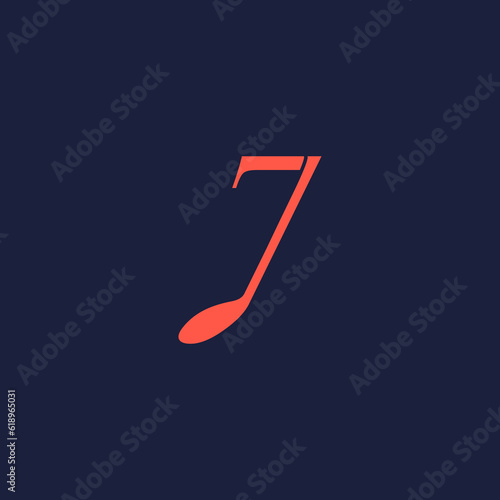 An illustration of the number "7" in the shape of a musical note melody used for branding, brand identity, logo design, vector, business, and company.