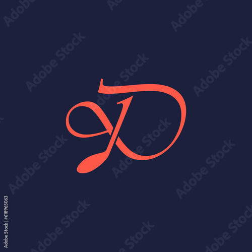 An illustration of the letter "D" in the shape of a musical note melody used for branding, brand identity, logo design, vector, business, and company.