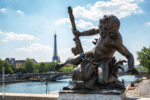 Eiffel Tower with Alexandre III statue