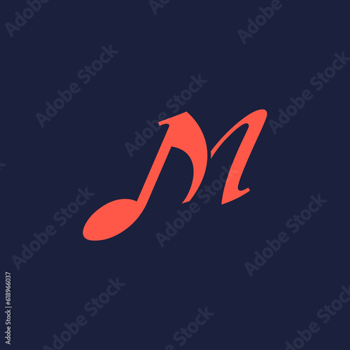 An illustration of the letter "M" in the shape of a musical note melody used for branding, brand identity, logo design, vector, business, and company.