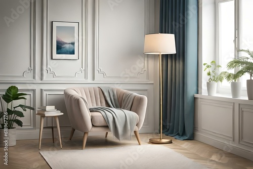 Fotótapéta A beautiful canvas frame 3D mockup in modern living room, bed room, kitchen, bat