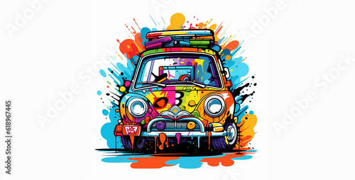  Art t shirt design cars Trendy painting wallpaper generated AI