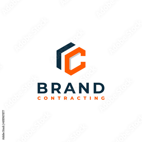initial letter building cargo company real estate homes logo design f c fc