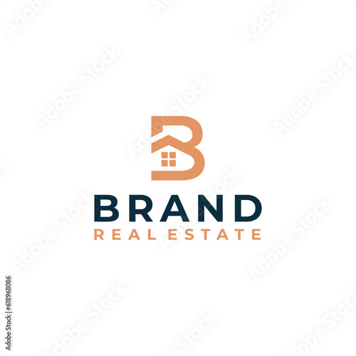 initial letter b real estate logo design