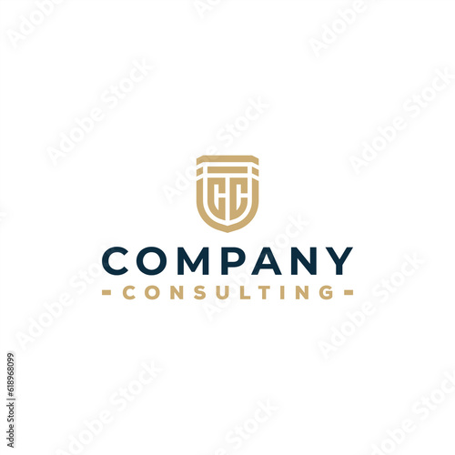 initial letter cc shield logo design 