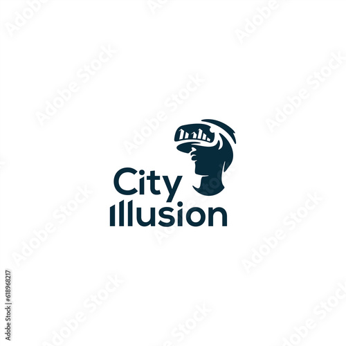 city illusion virtual reality logo design vision