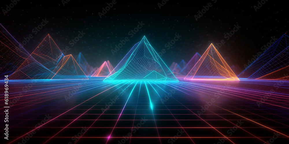 beautiful 3D hologram on a dark background. Generative AI beautiful 3D hologram on a dark background. Generative AI