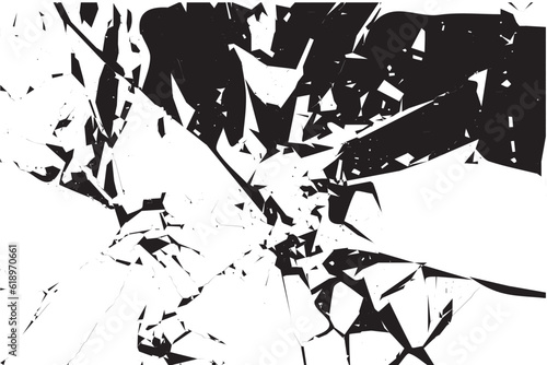Broken glass or mirror black texture on white background