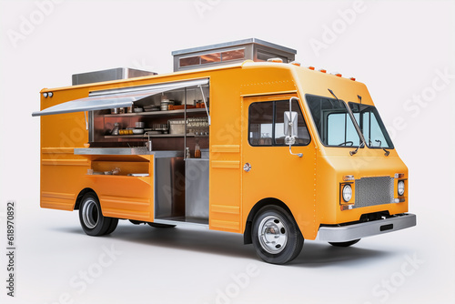 Photographie food truck isolated on white background