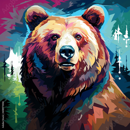 illustration of a bear in wpap style © Gantar