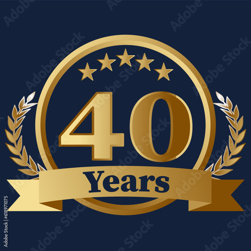 40 Years Anniversary on gold with stars and laurels